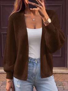 SHEIN Women's Fashionable Versatile Sheer Knit Cardigan, Suitable For Daily Commute - Brown - View 1