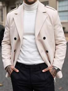 Manfinity CasualCool Men's Solid Color Fashion Versatile Daily Wear Overcoat - Apricot - View 4