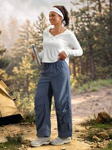 Exploreva Women's Outdoor Long Sleeve White Half-Open Collar T-Shirt - White - View 5