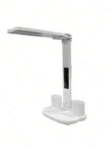 Teckwe Dual‑Head LED Desk Lamp With Pen Holder Digital Clock Temperature Display Foldable Rechargeable Study Reading Table Lamp Home Office Dorm Decor - multicolor - View 6