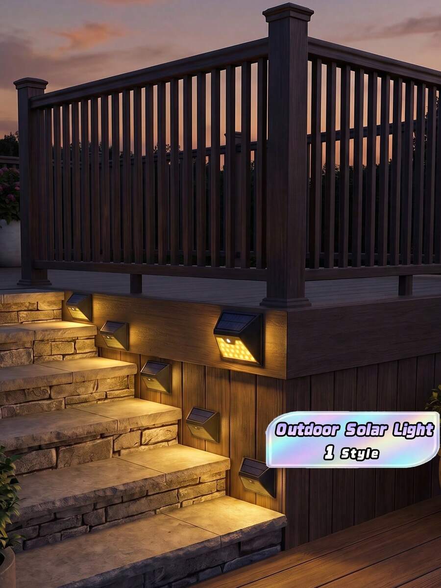 24 LED Solar Powered Stair Lights, Outdoor Waterproof Solar Deck Lights, Suitable For Yard, Patio, Garden, Walkway, Front Door, Driveway, Porch (Warm Light) - Warm Light - View 1