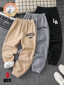 SHEIN Kids 3PCS Tween Boys Sweatpants Winter - Multicolor - View 3