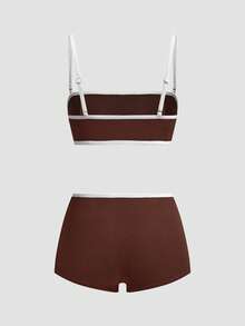 Chillnights Women's Minimalist Colorblock Lingerie Set - Brown - View 2