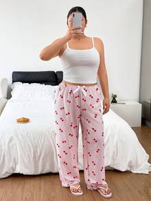 Napfluff CURVE Napfluff CURVE Plus Size Loose Heart Stripe Pajama Pants - Pink - View 6