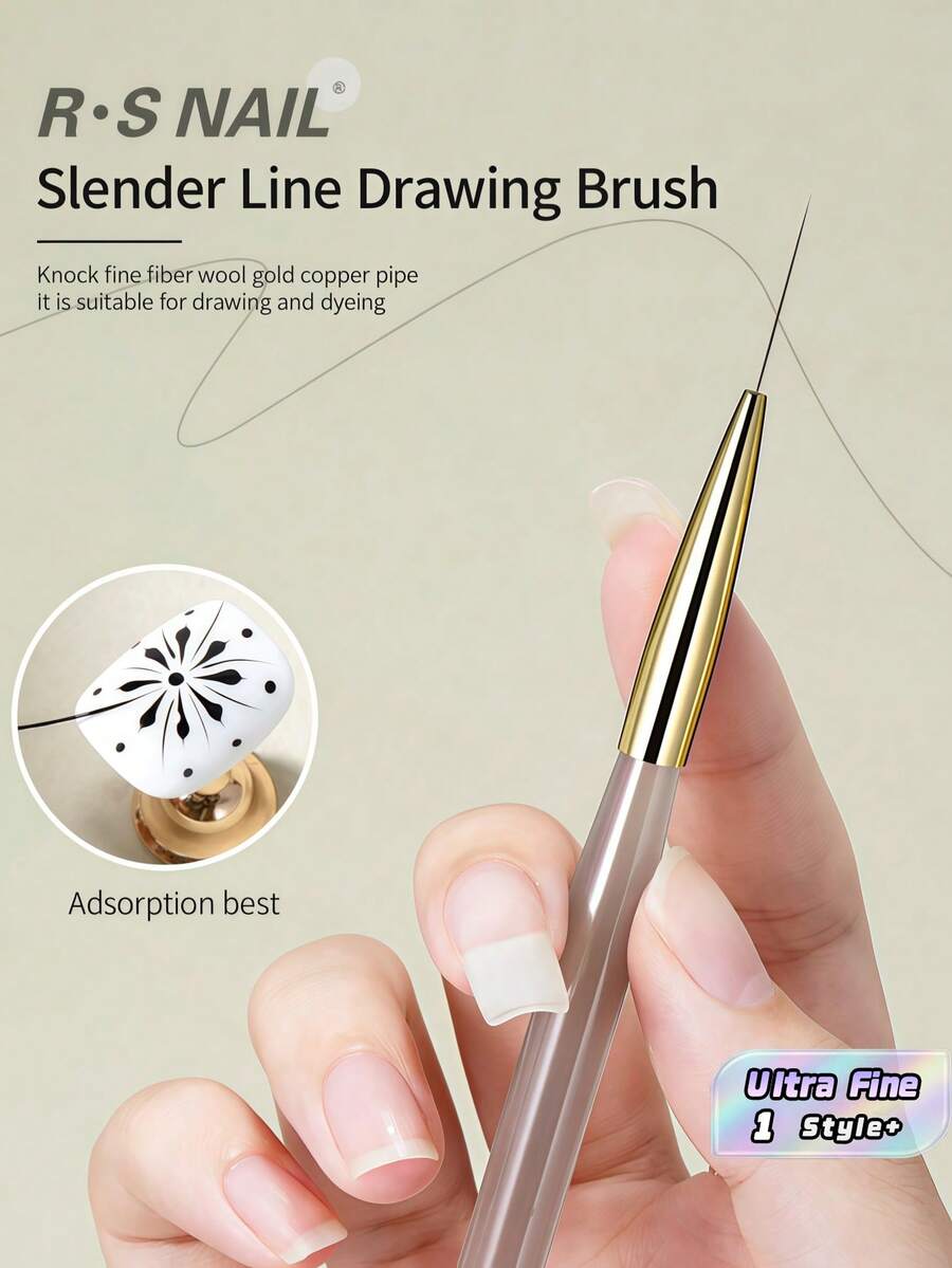 1Pc Nail Art Liner Brush With Smooth Durable Bristles – Ultra Fine Drawing Pen For Thin Lines, Precision DIY Manicure Tool - Yellow - View 1