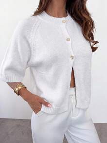 Firerie Women's Autumn Casual Versatile Solid Color Cardigan - White - View 4