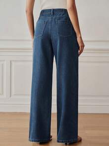 Anewsta Essential Fashionable Modern Work Outfits For Women, Women's Commute Wear, Washed Blue Design With Tape Detail, Versatile Casual Women's Denim - Medium Wash - View 8