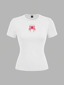 SHEIN EZwear 萬聖節哥德風 Y2K 蜘蛛/蜘蛛網圖案 T恤 2件組 - 彩色 - 查看 9
