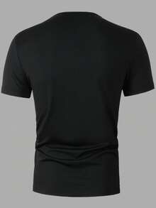 Manfinity Homme Men's Casual Versatile Short Sleeve T-Shirt, Summer - Black - View 2