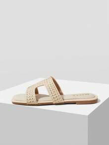 MOTF PREMIUM SUMMER NEW BEIGE BEACH VACATION CASUAL WOMEN'S FLAT SANDALS - 米色2 - 查看 6