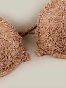 Bralution Women's Elegant Solid Color Lace Underwire Bra - Coffee Brown - View 10