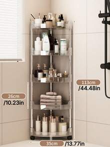 1pc Bathroom Multifunctional Shelf, Transparent Corner Floor Stand For Toilet/Washroom/Bathroom, Triangle Storage Rack, Gap-Saving Multi-Layer Kitchen Organizer. - Multicolor - View 5