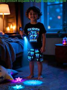 2pcs/Set Young Boys' Cartoon Game Console Print Short Sleeve T-Shirt And Shorts, Casual Comfortable Soft Black Jumpsuit For Summer - Multicolor - View 3