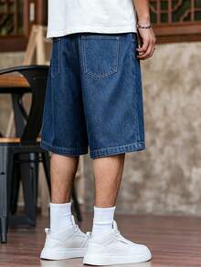 Manfinity EMRG Shorts de pierna ancha de mezclilla para hombres - Azul - Ver 2