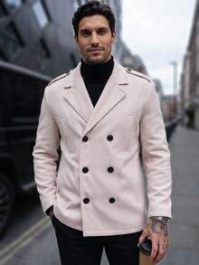 Manfinity CasualCool Men's Solid Color Fashion Versatile Daily Wear Overcoat - Apricot - View 5