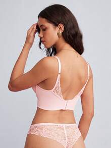 Elorette Women's Sexy Lace Cutout Bra And Panty Lingerie Set - Pink - View 2