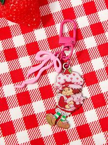 Strawberry Shortcake X SHEIN 1PC Rose Red Bow Keychain Earphone Pendant Decorative Accessories Bag Pendant - Multicolor - View 3