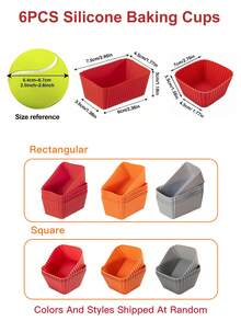 SHEIN 6Pcs Red Silicone Cupcake Muffin Baking Cups Liners Reusable Non-Stick Cake Molds Set - Red - View 10