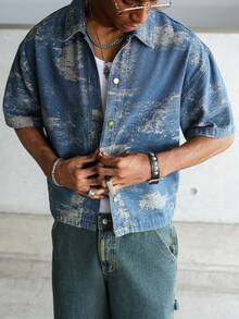 STEELVANCE American Streetwear Jacquard Denim Top - Blue - View 6