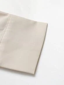 GlowEve Setelan Kasual 2 Potong Wanita Lengan Panjang Warna Polos dengan Ikat Pinggang dan Celana Lipit - Khaki - View 4