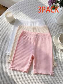 SHEIN Tween Girl LMoss Tween Girl Tween Girl Multi-Pack Solid Color Knit Cycling Leggings Pcs - Multicolor - View 4