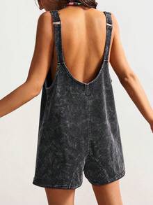Bohemela Women's V-Neck Casual Daily Wear Romper - Black - View 2