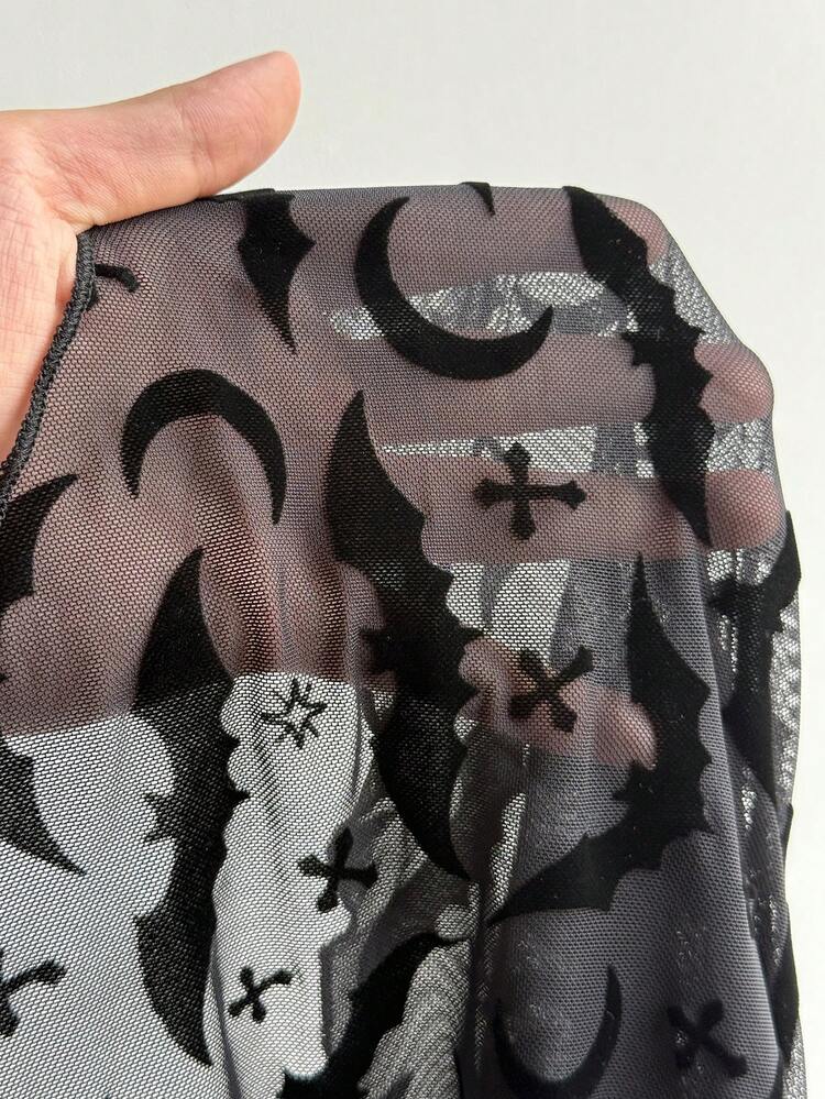 Whyspr 大尺碼女款圍裹式洋裝 + 喇叭袖披肩萬聖節哥德風兩件套 秋季 - 酒紅色 - 查看 8
