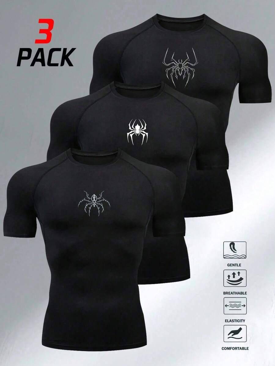 Gym Rark Camiseta deportiva de manga corta con estampado de araña y mangas raglán para hombre - Negro - Ver 1