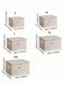 Foldable Storage Bin With Zipper And Handles Beige Square Collapsible Fabric Box For Closet Organization Clothing Toys Home Storage Multi-Purpose Organizer With Lid For Shelf Underbed Living Room Bedroom Office Decor Storage Container - Beige - View 3