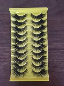 10 Pairs 5D Fluffy False Eyelashes, Black Band, Natural Soft, Crossed Cat‑Eye Lashes, Full Strip Eyelashes - Natural Lashes - View 8