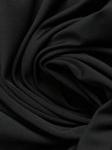 GlowEve Women's Solid Color Contrast Lace V-Neck Long Sleeve Elegant Dress - Black - View 5
