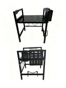 1pc Adjustable Heavy Duty Carbon Steel Kitchen Storage Rack, Expandable Microwave Stand, Multi-Functional Countertop Organizer, Space-Saving Cabinet And Sink Top Shelf, Suitable For Cookware, Small Appliances And Home Storage - Multicolor - View 6
