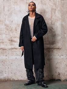 Skyrend Men's Solid Color Minimalist Casual Long Sleeve Windbreaker, Autumn/Winter Fall/Autumn/Winter Grunge - Black - View 5