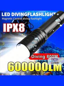 Power Professional Diving Lamp, Rechargeable 18650 Battery, , Suitable For Fishing, Beach Prospecting, And Underwater Operations - Black - View 1