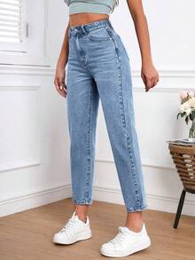 Flexra Plus Size Women's Spring/Summer Washed Denim Jeans - Light Wash - View 3