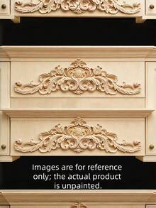 2PCS Carved Inlaid Appliques Exquisite Relief Embossed Craft Supplies For Cabinet Door Furniture Accent Wall Entryway Office Christmas DIY Decor Rustic Floral Molding Millwork Upgrade Renovation Project Gift Adults - Multicolor - View 4