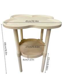 Space Saving Double Layer Storage Table Large Capacity Lower Storage Box For Daily Necessities Glossy Four Leaf Clover Edge Table Heavy Duty Movable Sofa Side Cabinet Small Living Room Coffee Table Bedroom Bedside Makeup Table Ideal For Renters - Multicolor - View 12