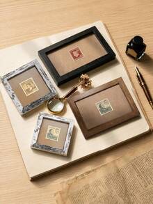 Haus Hana 1pc Creative Wooden Hollow Photo Frames, Square Tabletop Picture Stands For Office Desk, Decorative Display Holders - multicolor - View 2