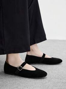 CUCCOO BIZCHIC 女款時尚通勤百搭休閒瑪麗珍平底鞋，聖誕與春季鞋款 - 暗黑色. - 查看 6