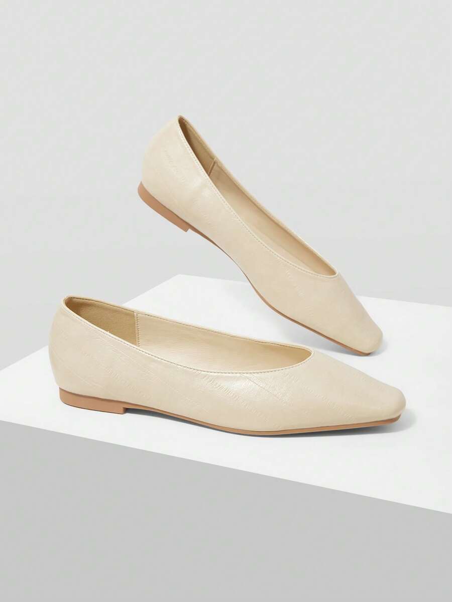 MOTF WOMEN'S SIMPLE AND VERSATILE SQUARE TOE FLATS - Light apricot - View 2