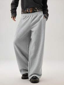 Men's Minimalist Double Layer Waist Casual Sweatpants, Daily Wear - Grey - View 5
