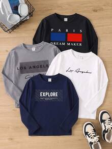 4 piezas de camisetas para niños preadolescentes - Multicolor - Ver 4