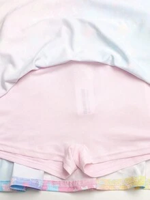 SHEIN 兒童青少年女孩彩虹星星印花針織三件套：長袖半高領拉鍊上衣、露背細肩帶背心與迷你裙褲，返校穿搭 - 彩色 - 查看 6