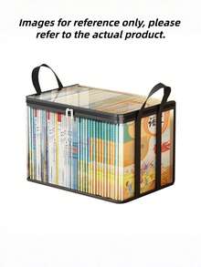 Storage Box Clear PVC Heavy Duty Foldable Organizer Bag With Visible Window Waterproof Thick Rectangular Container 2 1 Pack For Books Toys Snacks School Home Classroom Space Saver - Multicolor - View 7