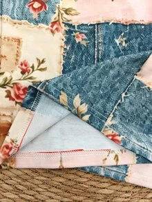 Selamara Vintage Rose Patchwork Print Drawstring WideLeg Casual Pants - Multicolor - View 3