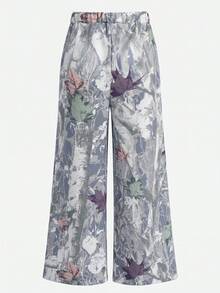 Tween Girl Knit Light Gray Loose Casual Versatile Drawstring Pocket Wide Leg Sweatpants - Multicolor - View 2
