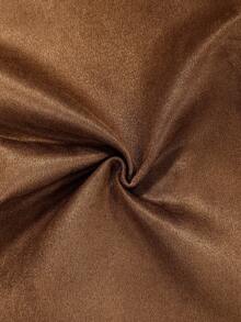 SHEIN Autumn/Winter Shades Of Brown Matte Suede Texture Notch Lapel Single-Breasted Loose Long Sleeve Casual Jacket, Minimalist Commuter Style Daily Wear - Coffee Brown - View 8