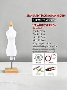 1 Mini Mannequin Sewing Teaching Prop With Square Base For Clothing Display - Beige - View 10