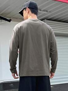 DAZY Men's Letter Print Summer T-Shirt - Grey - View 2