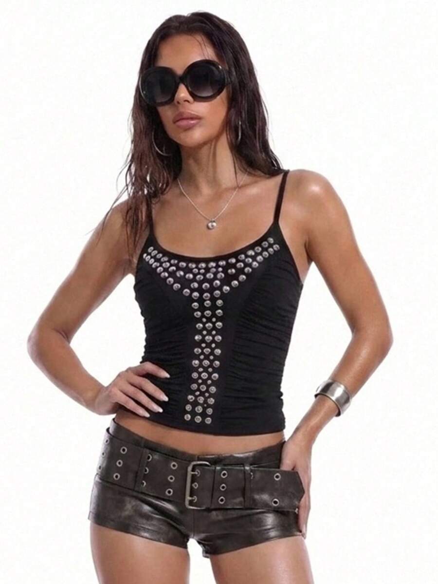 Oceva Women's Fashion U-Neck Backless Black Tank Top - Black - View 1